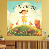 Ik ben sterk - Meisjes empowerment Canvas Afdruk (Insitu (Woonkamer))