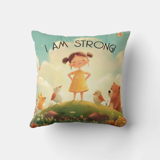 Ik ben sterk - Meisjes empowerment Kussen (Achterkant)