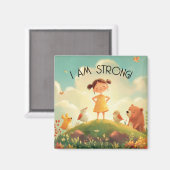 Ik ben sterk - Meisjes empowerment Magneet (Voorkant / Achterkant)