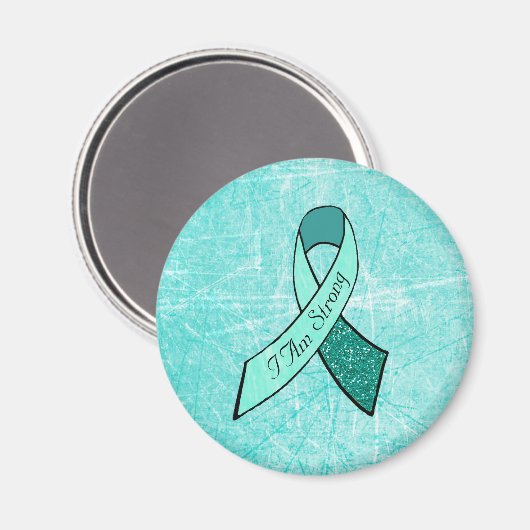 "Ik ben sterk" MG Awareness Ribbon Large Magnet (Voorkant / Achterkant)