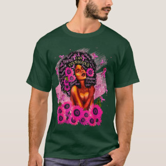 Ik ben sterk roze ribbenbloemen zwarte koningin Br T-shirt