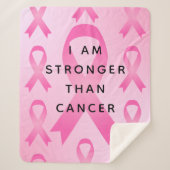 Ik ben sterker dan Borstkanker Pink Quote Sherpa Deken (Voorkant)