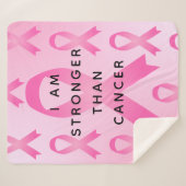 Ik ben sterker dan Borstkanker Pink Quote Sherpa Deken (Voorkant (horizontaal))