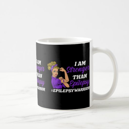 Ik ben sterker dan Epilepsy Warrior Epilepsy AWare Koffiemok (Rechts)