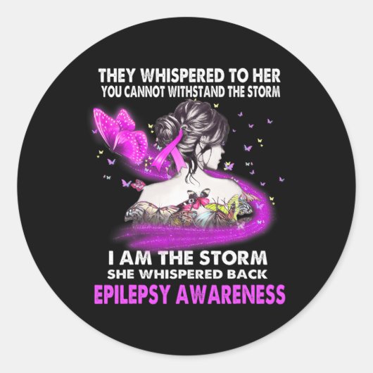 Ik ben Storm Epilepsy Bewustheid Ronde Sticker (Voorkant)