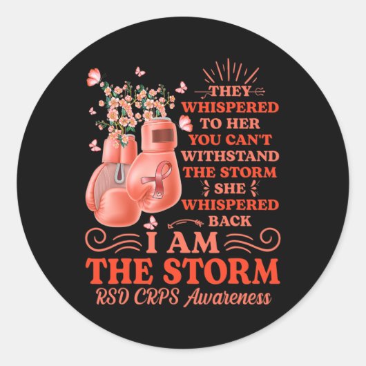 Ik ben storm RSD CRPS Awareness Boxing Glove Bu Ronde Sticker (Voorkant)