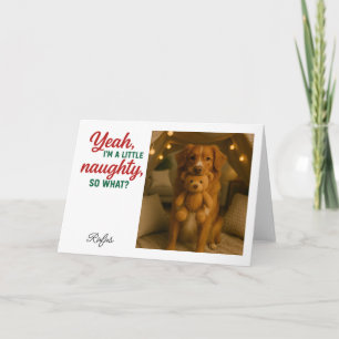 Ik ben stout, dus wat Kerstfoto Feestdagen Kaart