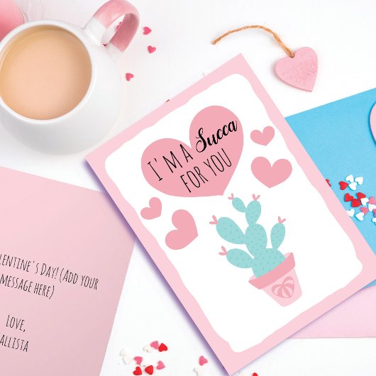Ik ben Succa voor je Cactus Valentijnsdag Greeting Feestdagen Kaart