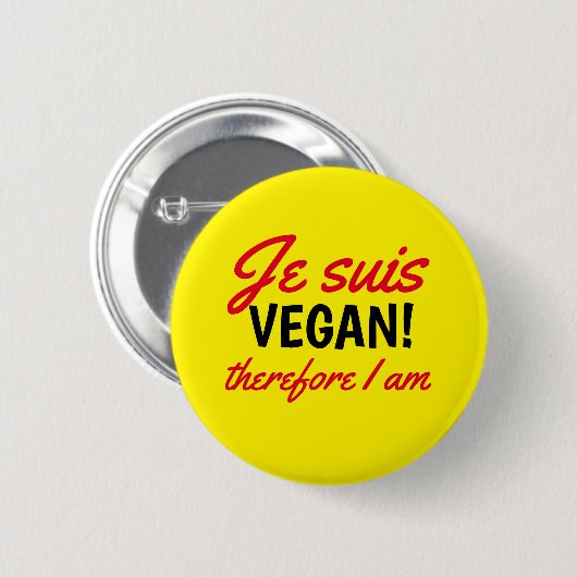 Ik ben Suis Vegan Text Yellow Ronde Button 5,7 Cm (Voorkant /achterkant)