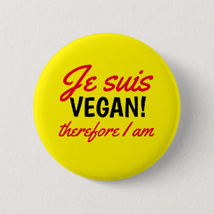 Ik ben Suis Vegan Text Yellow Ronde Button 5,7 Cm