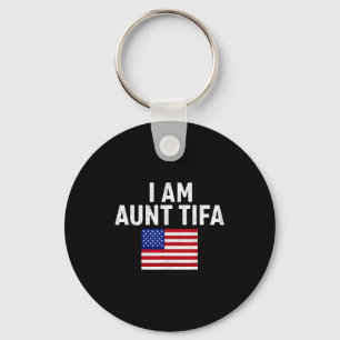 Ik ben tante Tifa vintage VS Amerikaanse vlag Sleutelhanger