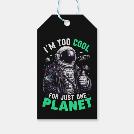 Ik ben te cool voor slechts één planeet cadeaulabel (Voorkant)