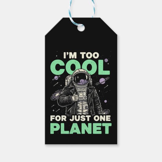 Ik ben te cool voor slechts één planeet cadeaulabel (Voorkant)