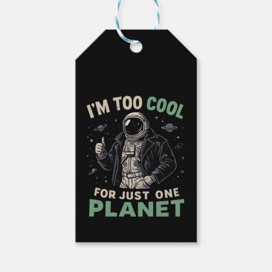 Ik ben te cool voor slechts één planeet cadeaulabel (Voorkant)