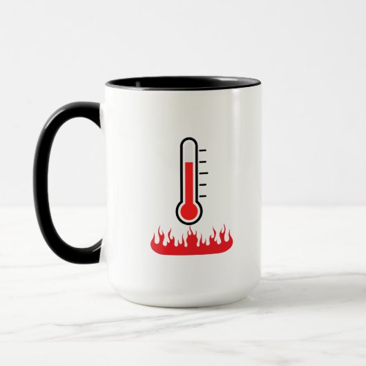 "Ik ben te heet om aan te pakken" Vuur & Thermomet Mok (Links)
