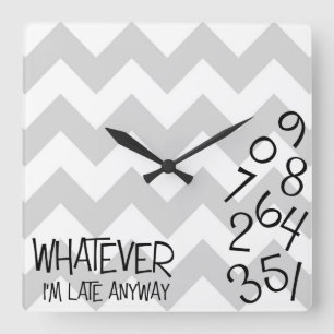 Ik ben te laat, hoe dan ook. vierkante klok