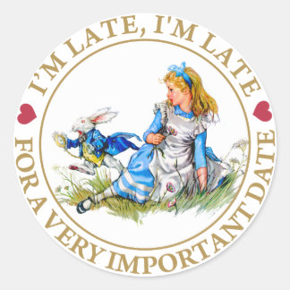 Ik ben te laat, ik ben te laat, voor een heel bela ronde sticker