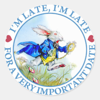 Ik ben te laat, ik ben te laat voor een heel belan ronde sticker