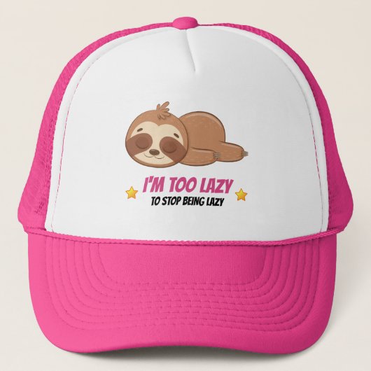 IK BEN TE LAZY | Cute Slaping Sjabloon Trucker Pet (Voorkant)