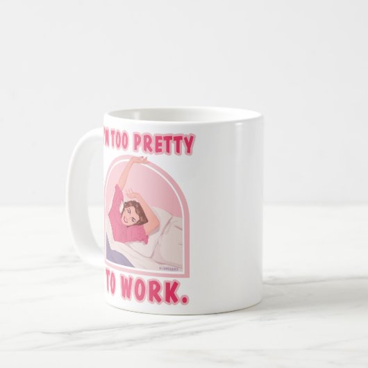 Ik ben te  om te werken. koffiemok (Voorkant links)