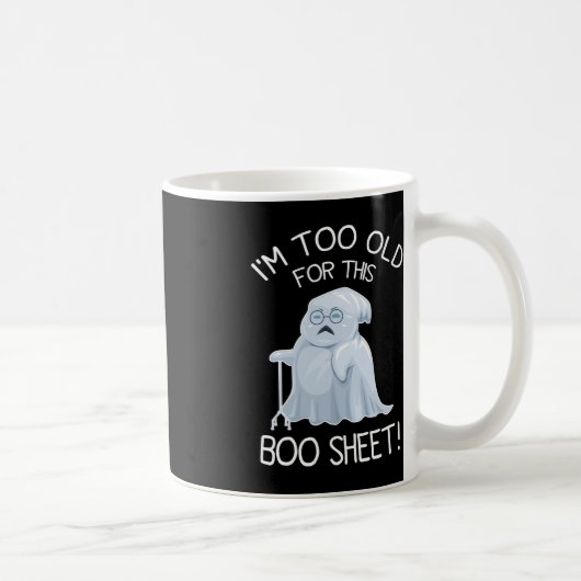 Ik ben te oud voor dit lazy Halloween Ghos Koffiemok (Rechts)