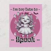 "Ik ben te Schattige voor Spook," Happy Halloween Briefkaart (Voorkant)