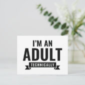 Ik ben technisch gezien een volwassene briefkaart (Staand voorkant)