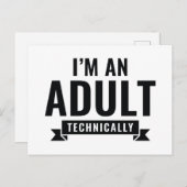 Ik ben technisch gezien een volwassene briefkaart (Voorkant / Achterkant)