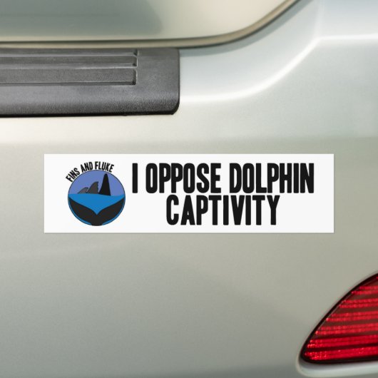 Ik ben tegen Bumpersticker voor Dolphin Captivity (Op auto)