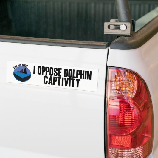 Ik ben tegen Bumpersticker voor Dolphin Captivity (Op Truck)
