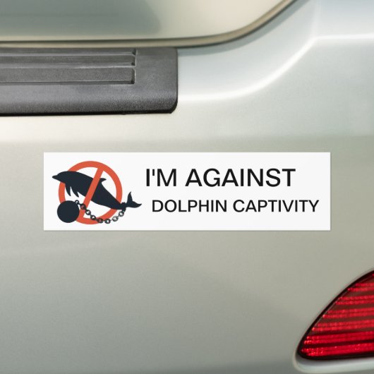 IK BEN TEGEN DOLPHIN CAPTIVITEIT BUMPERSTICKER (Op auto)