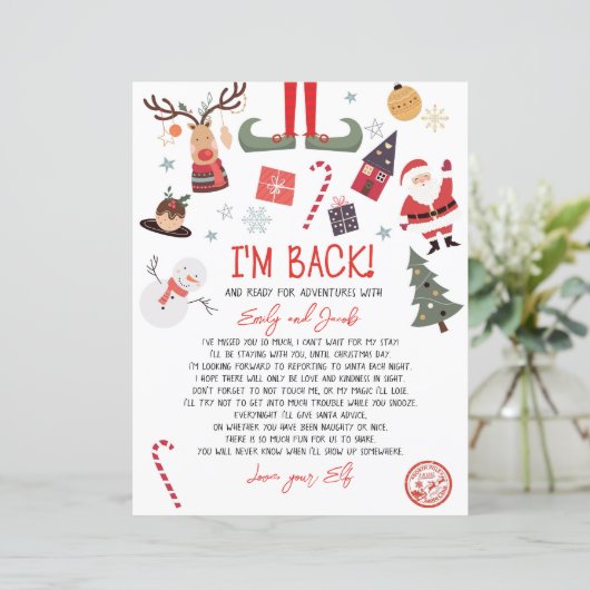 Ik ben terug Elf Aankomst Brief Elf Terugkeer Kers (Staand voorkant)