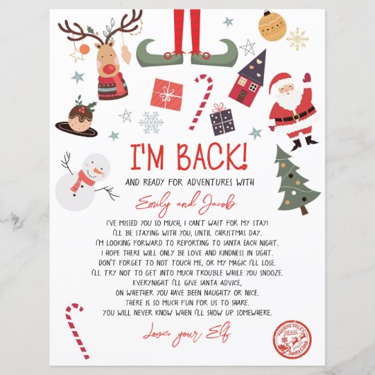 Ik ben terug Elf Aankomst Brief Elf Terugkeer Kers (Voorkant)