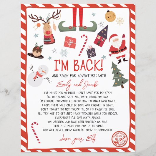 Ik ben terug Elf Aankomst Brief Elf Terugkeer Kers (Voorkant)