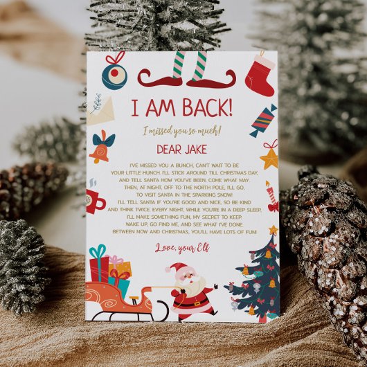 Ik ben terug Elf Kerstbrief Kaart