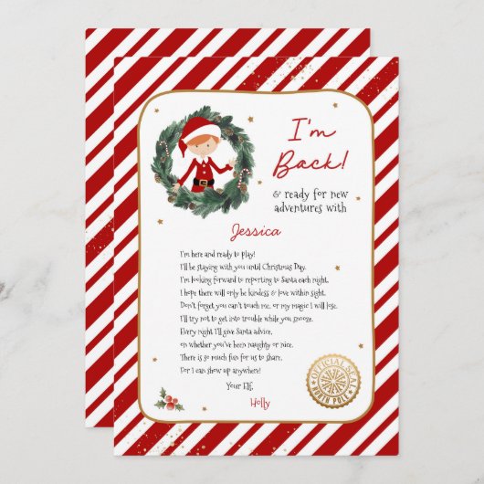 Ik ben terug Elf Letter Kaart (Voorkant / Achterkant)