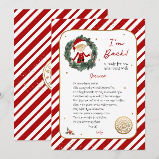 Ik ben terug Elf Letter Kaart (Voorkant / Achterkant)