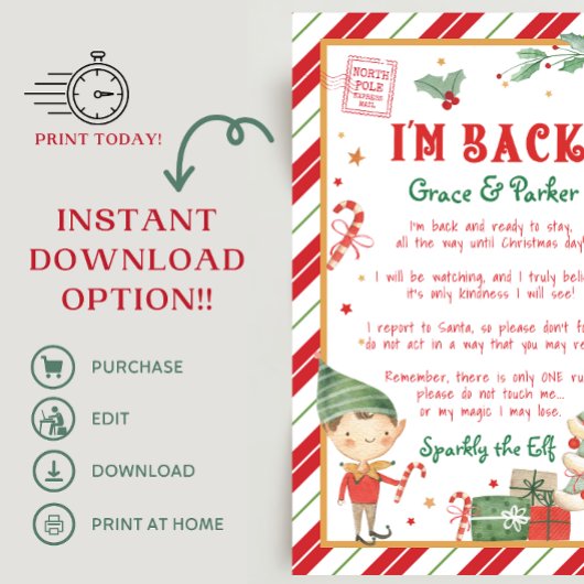 Ik ben terug kerst elf brief personaliseren & afdr kaart