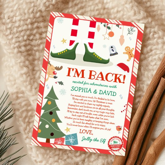 Ik ben terug Kerst Elf Terug Aankomst Brief Kaart