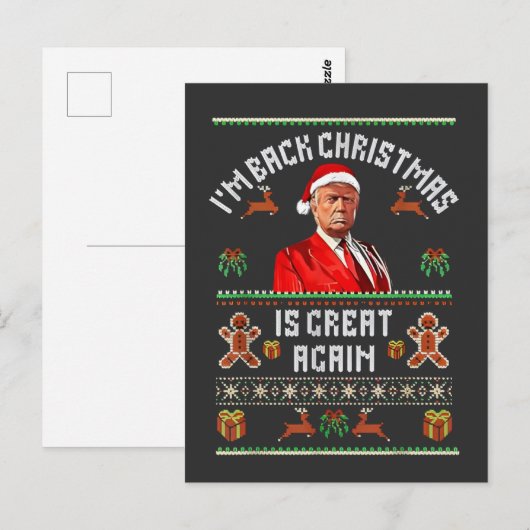 Ik ben terug, Kerstmis is weer geweldig Trump verk Briefkaart (Voorkant / Achterkant)