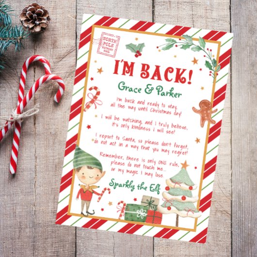 Ik ben terug Welkom terug Kerst Elf Brief Poster