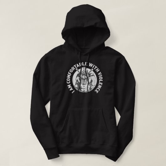 Ik ben tevreden met geweld Viking Norse Hoodie (Design voorkant)