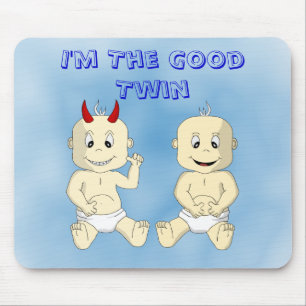 Ik ben The Good Twin Mousepad (blauw) Muismat