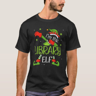 Ik ben The Library Elf Dabbing Santa Claus Xmas T-shirt