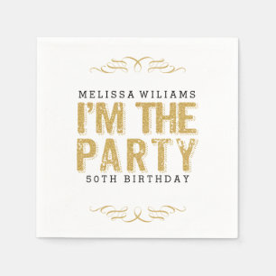 Ik ben The Party Gold Glitter Happy 50th Birthday Servet