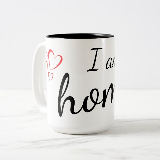 Ik ben thuis tweekleurige koffiemok (Voorkant links)