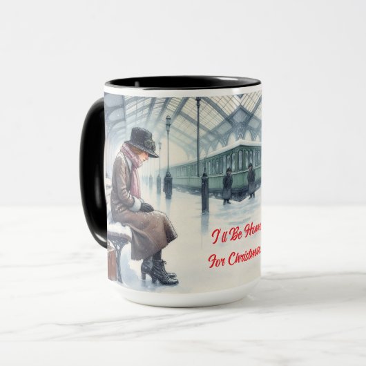 Ik ben thuis voor de Christmas Coffee mok Cup (Voorkant links)