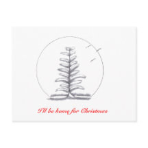 Ik ben thuis voor de kerst...Briefkaart