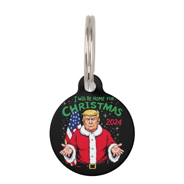 Ik ben thuis voor de kerstviering van 2024 huisdierpenning (Voorkant)