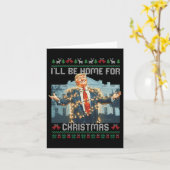 Ik ben thuis voor de lelijke kersttruien Santa Tru Kaart (Gele Bloem)